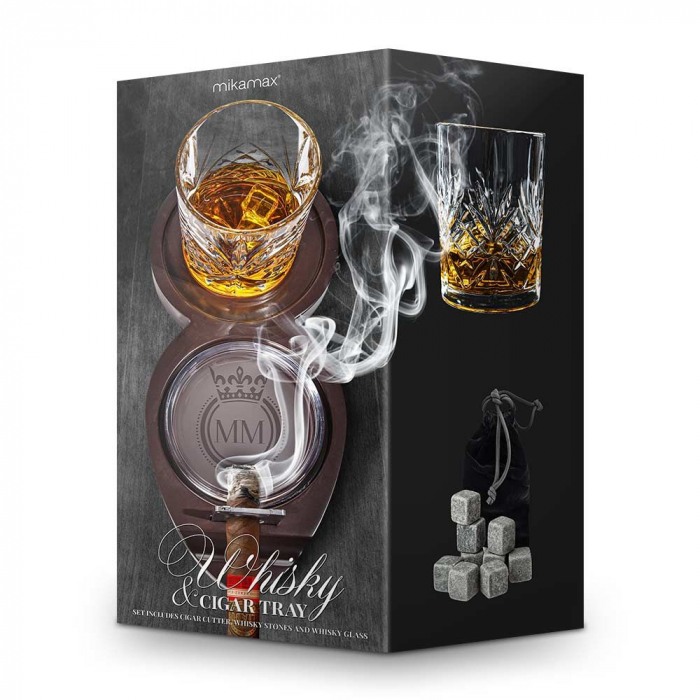Set Cadou Gentleman cu Tavă pentru Whisky și Trabuc [4]
