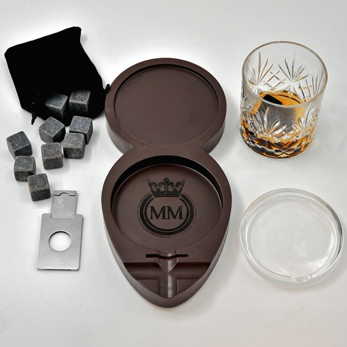 Set Cadou Gentleman cu Tavă pentru Whisky și Trabuc [2]