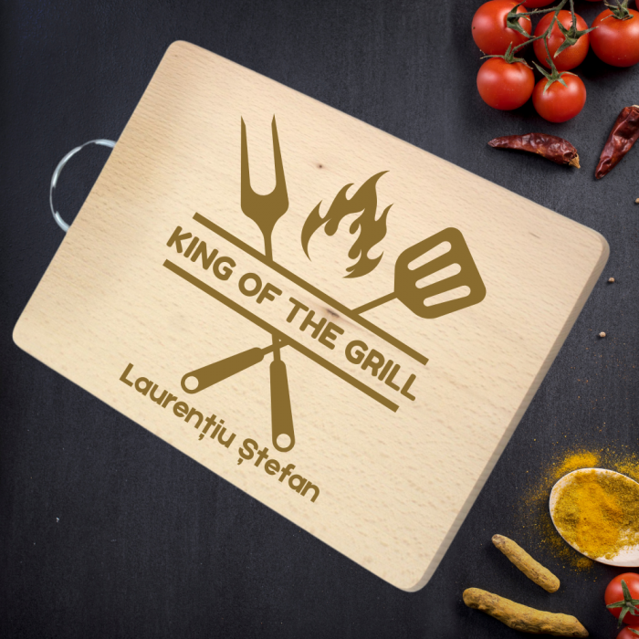 Tocator din lemn personalizat KING OF THE GRILL