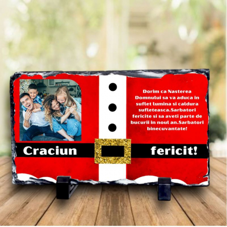 Cadouri de Craciun - Ardezie personalizata cu o poza si tematica Craciun