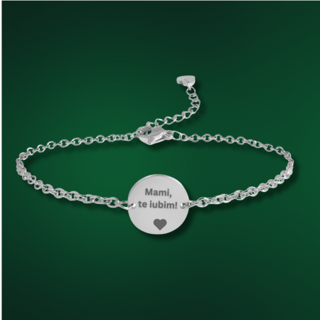Cadouri pentru Ea - Bratara cu medalion personalizat " Mami, te iubim"