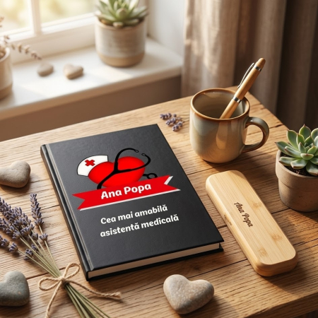 BLACK FRIDAY 2025 - Cadou pentru Asistenta medicala - Agenda personalizata + set scris