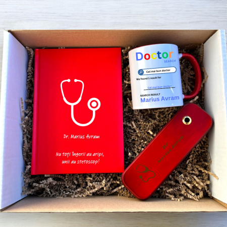 Cadouri peste 100 RON - Cadou pentru Doctor - Agenda +Set scris + Cana