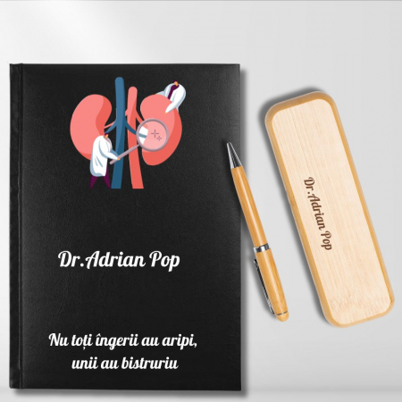Cadouri peste 100 RON - Cadou pentru Doctor Nefrolog- Agenda personalizata + set scris