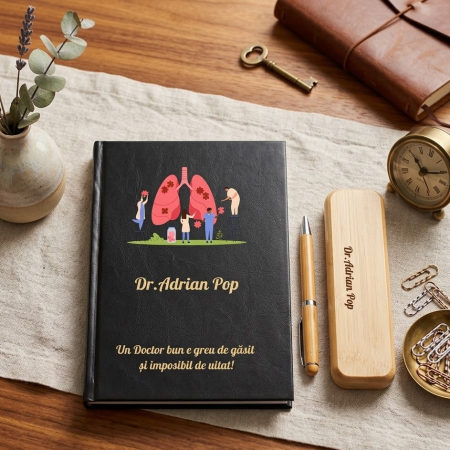 BLACK FRIDAY 2025 - Cadou pentru Doctor Pneumolog- Agenda personalizata + set scris