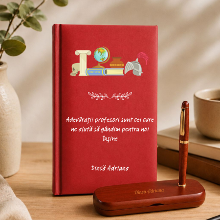 Cadouri personalizate - Cadou pentru profesorul de Istorie - Agenda + set de scris  personalizate