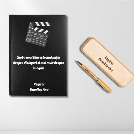 Cadouri peste 100 RON - Cadou pentru Regizor- Agenda personalizata + set scris