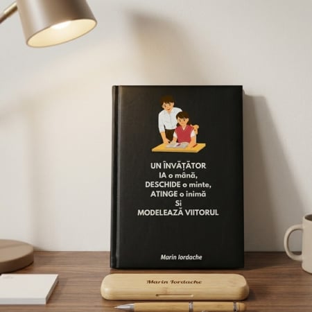 Cadouri personalizate pentru profesori - Cadou pentru Invatator- Agenda personalizata + set scris