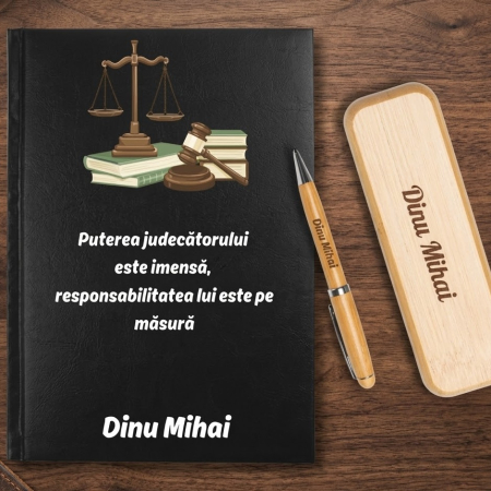 Cadouri personalizate - Cadou pentru Judecator- Agenda personalizata + set scris