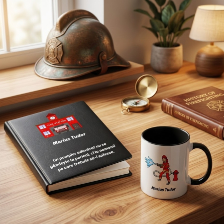 BLACK FRIDAY 2025 - Cadou pentru Pompier - Agenda personalizata + cana