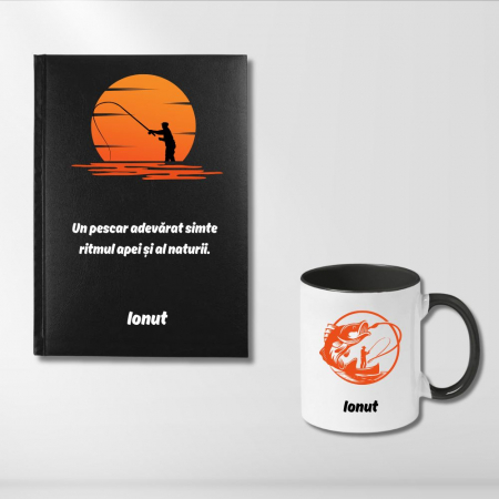 Diverse cadouri personalizate - Cadou pentru Pescar - Agenda personalizata + cana