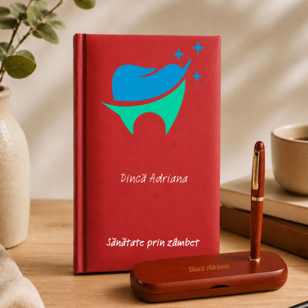 Cadouri personalizate - Cadou pentru dentist- Agenda + set de scris  personalizate