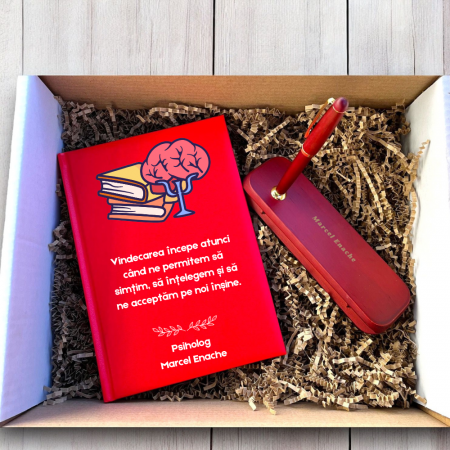 Cadouri peste 100 RON - Cadou pentru psiholog- Agenda personalizata  + Set scris