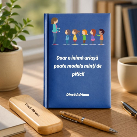 Cadouri personalizate - Cadou pentru Educatoare / Invatatoare - Agenda + set de scris