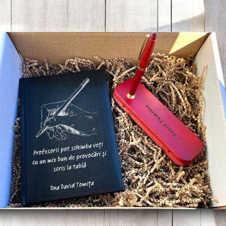 Diverse cadouri personalizate - Cadou pentru profesor - Agenda personalizata  + Set scris