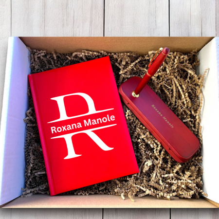 Cadouri peste 100 RON - Set cadou personalizat- Agenda personalizata  + Set scris