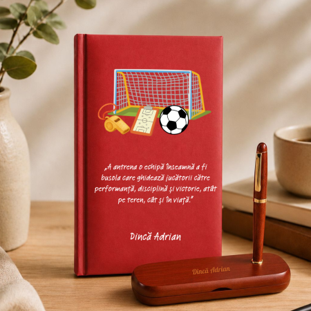 Cadouri personalizate - Cadou pentru profesorul de Sport- Agenda + set de scris  personalizate