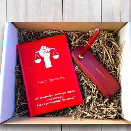 Cadou pentru avocat- Agenda personalizata  + Set scris [0]