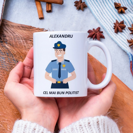 Cani personalizate - Cana personalizata - Cel mai bun politist