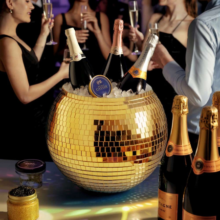 Idei cadouri barbati - Frapieră de Gheață "Disco Gold" – Adu Strălucirea Petrecerii la Tine Acasă!
