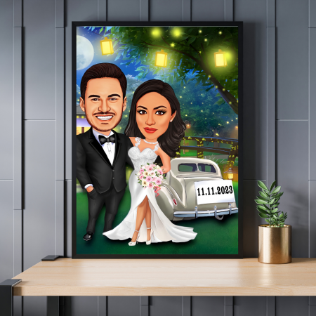 Caricaturi personalizate - Caricatura 2 personaje  - Save the date