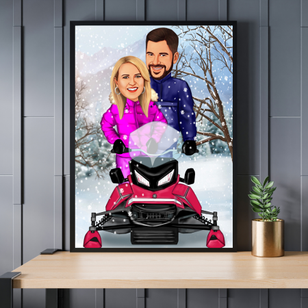 Caricaturi personalizate - Caricatura Snowmobile - 2 personaje