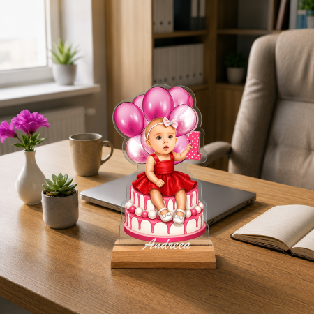 Cadouri personalizate - Caricatură Aniversare Fetita - Statuetă Personalizată tip Trofeu