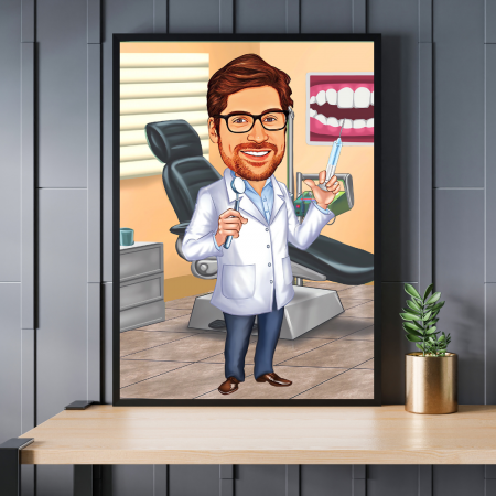 Caricaturi personalizate - Caricatura Dentist - Barbat
