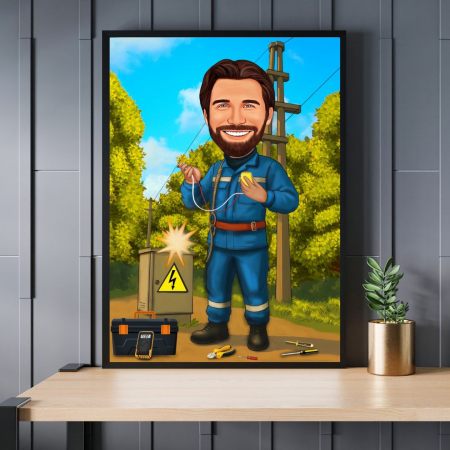 Caricaturi personalizate - Caricatura Electrician