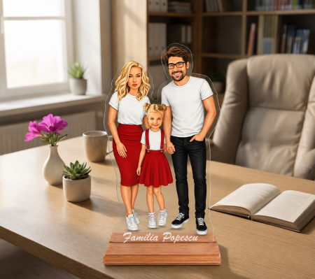 Caricatură Familie 3 personaje model F - Statuetă Personalizată tip Trofeu [1]