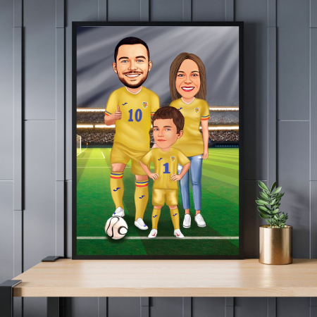 Caricaturi personalizate - Caricatura Familie - fotbalisti
