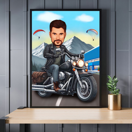 Caricaturi personalizate - Caricatura Motociclist