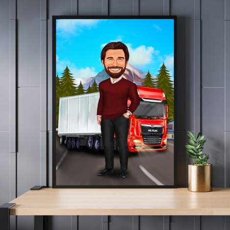 Caricaturi personalizate - Caricatura Sofer de Tir