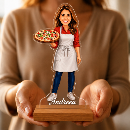 Cadouri personalizate - Caricatură Chef Pizza - Statuetă Personalizată tip Trofeu