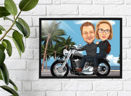 Caricaturi personalizate - Caricatura motociclisti