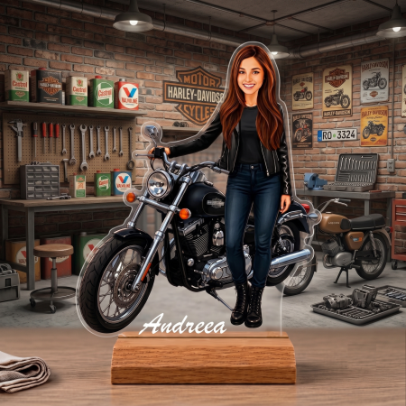 Cadouri personalizate - Caricatură Motociclista - Statuetă Personalizată tip Trofeu