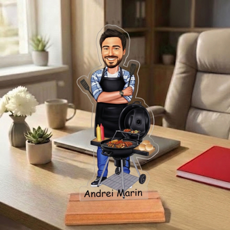 Cadouri personalizate - Caricatură pentru Grill Chef- Statuetă Personalizată tip Trofeu
