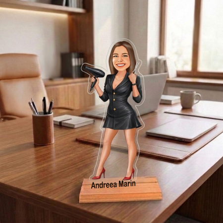 Cadouri personalizate - Caricatură pentru Hairstylist - Statuetă Personalizată tip Trofeu