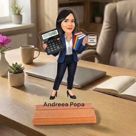 Cadouri personalizate - Caricatură pentru Contabila- Statuetă Personalizată tip Trofeu