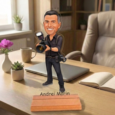 Cadouri personalizate - Caricatură pentru Fotograf - Statuetă Personalizată tip Trofeu