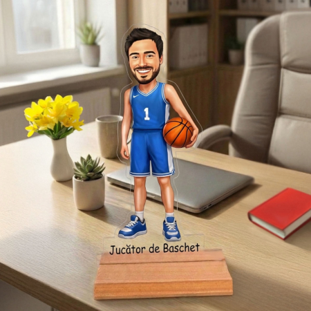 Figurine personalizate - Caricatură pentru Baschetbalist- Statuetă Personalizată tip Trofeu
