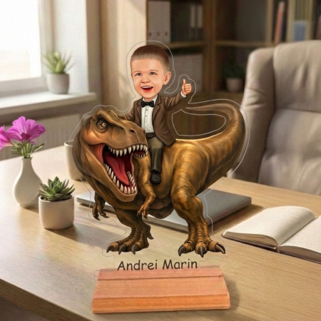 Cadouri personalizate - Caricatură pentru Baietel-Dino - Statuetă Personalizată tip Trofeu