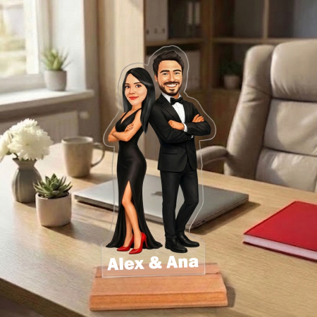 Cadouri personalizate - Caricatură pentru Mr. and Mrs. - Statuetă Personalizată tip Trofeu