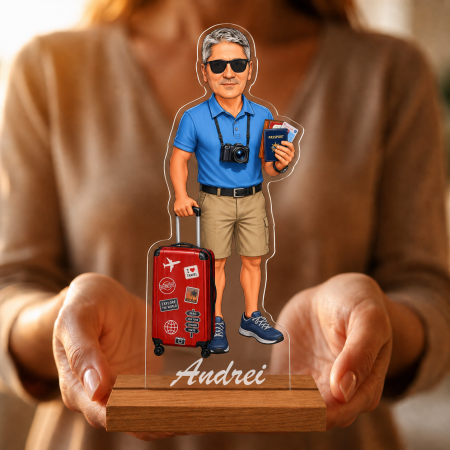 Figurine personalizate - Caricatură Travel Boy.. - Statuetă Personalizată tip Trofeu