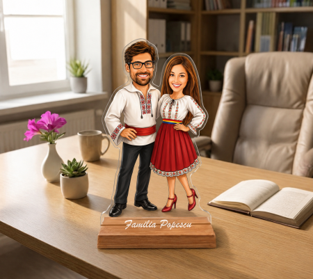 Figurine personalizate - Caricatură Cuplu Traditional - Statuetă Personalizată tip Trofeu