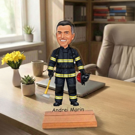 Figurine personalizate - Caricatură pentru  Pompier - Statuetă Personalizată tip Trofeu
