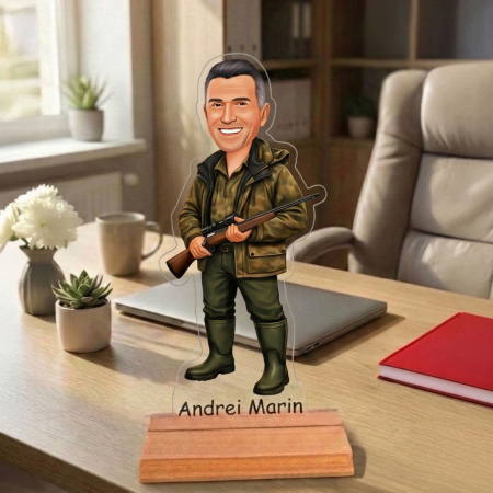 Cadouri personalizate - Caricatură pentru Vanator - Statuetă Personalizată tip Trofeu