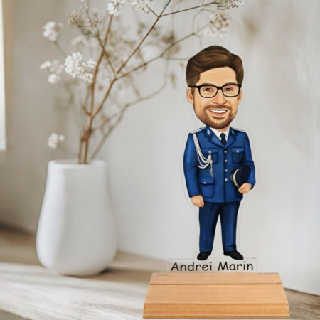 Figurine personalizate - Caricatură pentru jandarm - Statuetă Personalizată tip Trofeu