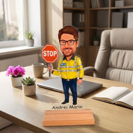 Figurine personalizate - Caricatură pentru Politist Rutier - Statuetă Personalizată tip Trofeu