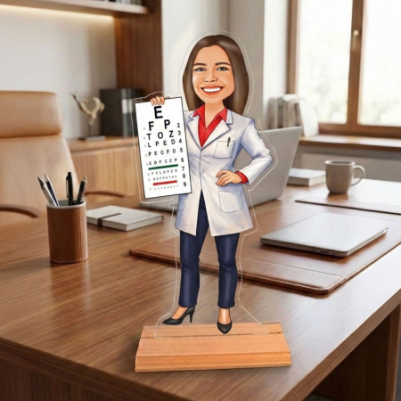 Cadouri personalizate - Caricatură pentru  Doctor Oftalmolog - Statuetă Personalizată tip Trofeu